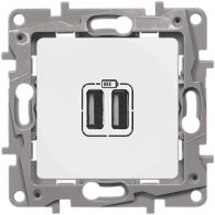 Розетка USB двойная 2м Etika белый 240В/5В 2400мА механизм встроенный монтаж (Legrand), арт. 672294