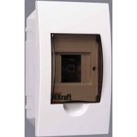 Бокс (щиток) на 4 автомата DEKraft 1 ряд пластиковый внутренний IP41 прозрачная дверь ЩРВ-П-4 (Schneider Electric), арт. 31001DEK