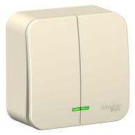 Выключатель 2 кл с подсветкой Blanca молочный 6А накладной монтаж (Schneider Electric), арт. BLNVA065112