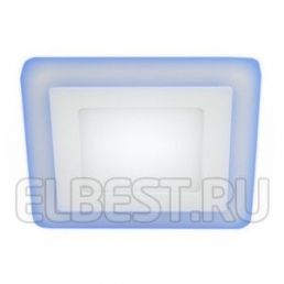 Светильник светодиодный LED квадратный 6w 360Лм 4000К белый с синей подсветкой IP20 220В 4-6 BL (Эра), арт. Б0017495