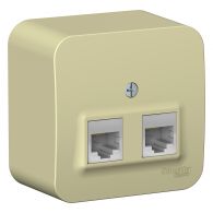 Розетка компьютерная двойная Blanca бежевый CAT5e + CAT5e RJ45 накладной монтаж (Schneider Electric), арт. BLNIA045457