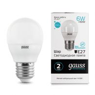 Gauss Лампа LED Elementary G45 E27 6W 4100K