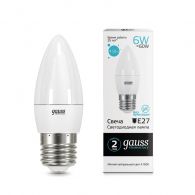 Gauss Лампа LED Elementary свеча E27 6W 4100K 1/10/50