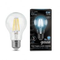 Gauss Лампа LED Filament A60 E27 6W 4100К 1/10/40