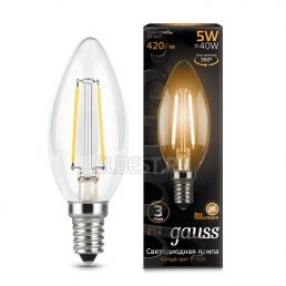 Gauss Лампа LED Filament Candle E14 5W 2700К 1/10/50