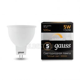 Gauss Лампа LED MR16 GU5.3 5W 3000K DIMM