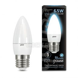 Gauss Лампа LED свеча 6,5W E27 4100K FR