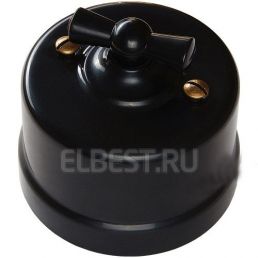 Выключатель 1 кл/ переключатель Лизетта черный 10А пластик накладной монтаж (Bironi), арт. B1-201-23
