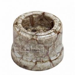 Розетка одинарная 1м с заземлением Лизетта мрамор 16А керамика накладной монтаж (Bironi), арт. B1-101-09