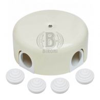 BIRONI ABS-пластик Слоновая кость Коробка распределительная BIRONI D110*35мм ( 4 кабельных ввода в комплекте )