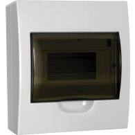 Бокс (щиток) на 8 автоматов 1 ряд пластиковый наружный IP40 прозрачная дверь ЩРН-П-8 (IEK), арт. MKP12-N-08-40-20