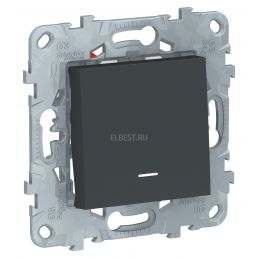 Выключатель 1 кл перекрестный (переключатель) с подсветкой Unica NEW антрацит механизм встроенный монтаж (Schneider Electric), арт. NU520554N