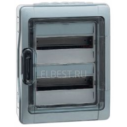 Бокс (щиток) на 24 автомата 2 ряда пластиковый наружный IP65 прозрачная дверь с шинами N и PE Plexo3 (Legrand), арт. 601982