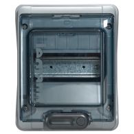 Бокс (щиток) на 6 автоматов 1 ряд пластиковый наружный IP65 прозрачная дверь с шинами N и PE Plexo3 (Legrand), арт. 601976