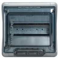 Бокс (щиток) на 8 автоматов 1 ряд пластиковый наружный IP65 прозрачная дверь с шинами N и PE Plexo3 (Legrand), арт. 601978