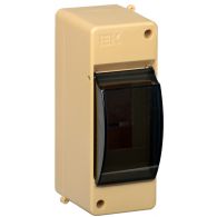 Бокс (щиток) на 2 автомата 1 ряд пластиковый наружный IP30 прозрачная дверь сосна КМПн 2/2 (IEK), арт. MKP42-N-02-30-20-S