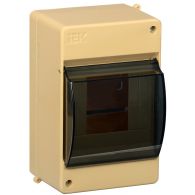 Бокс (щиток) на 4 автомата 1 ряд пластиковый наружный IP30 прозрачная дверь сосна КМПн 2/4 (IEK), арт. MKP42-N-04-30-12-S