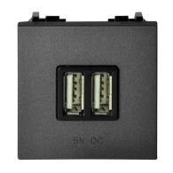 Розетка USB двойная 2м Zenit антрацит 5В/1500мА 2х5В/750мА механизм с лиц. панелью 2 модуля встроенный монтаж N2285 AN (ABB), арт. 2CLA228500N1801