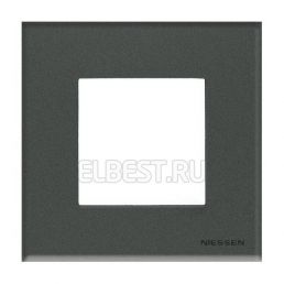 Рамка 1м Zenit стекло графит 2 модуля встроенный монтаж N2271 CF (ABB), арт. 2CLA227100N3801