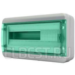 Tekfor Щит навесной 18 мод. IP65, прозрачная зеленая дверца