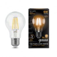 Лампа светодиодная LED груша филамент 6W E27 600Лм 4100К 220V Filament (Gauss), арт. 102802106