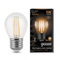 Лампа светодиодная LED шар филамент 5W E27 450Лм 4100К 220V Filament (Gauss), арт. 105802205