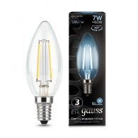 Лампа светодиодная LED свеча филамент 7W E14 580Лм 4100К 220V Filament (Gauss), арт. 103801207
