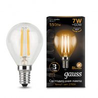 Лампа светодиодная LED шар филамент 7W E14 550Лм 2700К 220V Filament (Gauss), арт. 105801107