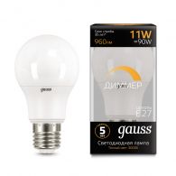 Лампа светодиодная LED груша 11W E27 960Лм 3000К диммируемая 220V Умный свет (Gauss), арт. 102502111-D