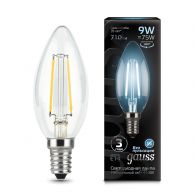 Лампа светодиодная LED свеча филамент 9W E14 710Лм 4100К 220V Filament (Gauss), арт. 103801209
