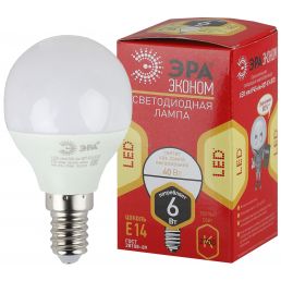 Лампа светодиодная LED шар 6W E14 480Лм 2700К 220V ECO (Эра), арт. Б0020626