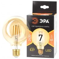 Лампа светодиодная LED шар филамент 7W E27 440Лм 2400К gold 220V F-LED (Эра), арт. Б0047662
