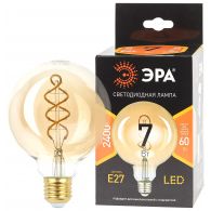 Лампа светодиодная LED шар филамент 7W E27 580Лм 2400К gold спираль 220V F-LED (Эра), арт. Б0047663