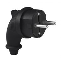 Вилка каучук угловая черная с заземлением IP44 (UNIVersal), арт. 1241