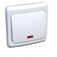 Выключатель 1 кл кнопочный без фиксации с подсветкой Этюд белый встроенный монтаж (Schneider Electric), арт. KC10-002B