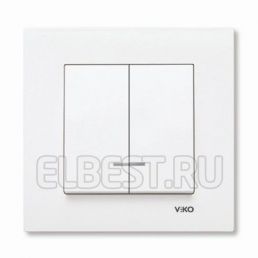 Выключатель 2 кл с подсветкой Karre белый встроенный монтаж (Viko), арт. 90960050