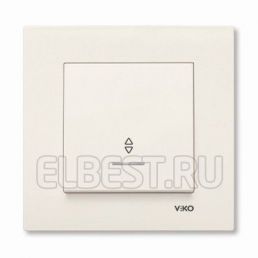 Выключатель 1 кл проходной с подсветкой (переключатель) Karre кремовый встроенный монтаж (Viko), арт. 90960163