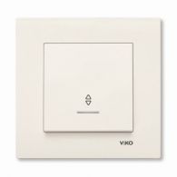 Выключатель 1 кл проходной с подсветкой (переключатель) Karre кремовый быстрозажимные контакты встроенный монтаж (Viko), арт. 90960563