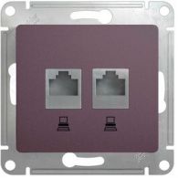 Розетка компьютерная двойная Glossa сиреневый туман CAT5e + CAT5e RJ45 встроенный монтаж (Schneider Electric), арт. GSL001485KK
