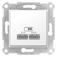 Розетка USB двойная 2м Sedna белый 2,1А (2x1,05А) механизм встроенный монтаж (Schneider Electric), арт. SDN2710221