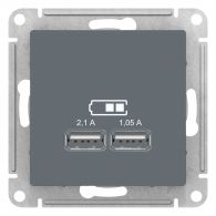 Розетка USB двойная 2м AtlasDesign грифель 5В/2100мА 2х5В/1050мА механизм встроенный монтаж (Schneider Electric), арт. ATN000733