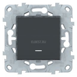 Выключатель 1 кл проходной (переключатель) с подсветкой Unica NEW антрацит механизм встроенный монтаж (Schneider Electric), арт. NU520354N