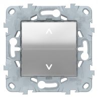 Выключатель 2 кл жалюзийный Unica NEW алюминий кнопочный механизм встроенный монтаж (Schneider Electric), арт. NU520730