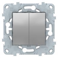 Выключатель 2 кл проходной (переключатель) Unica NEW алюминий механизм встроенный монтаж (Schneider Electric), арт. NU521330